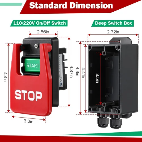 Imagen 1 del producto 【Oferta flash!】Interruptor de seguridad monofásico de 110/220 V con paleta de parada visible para alimentación para sierra de mesa