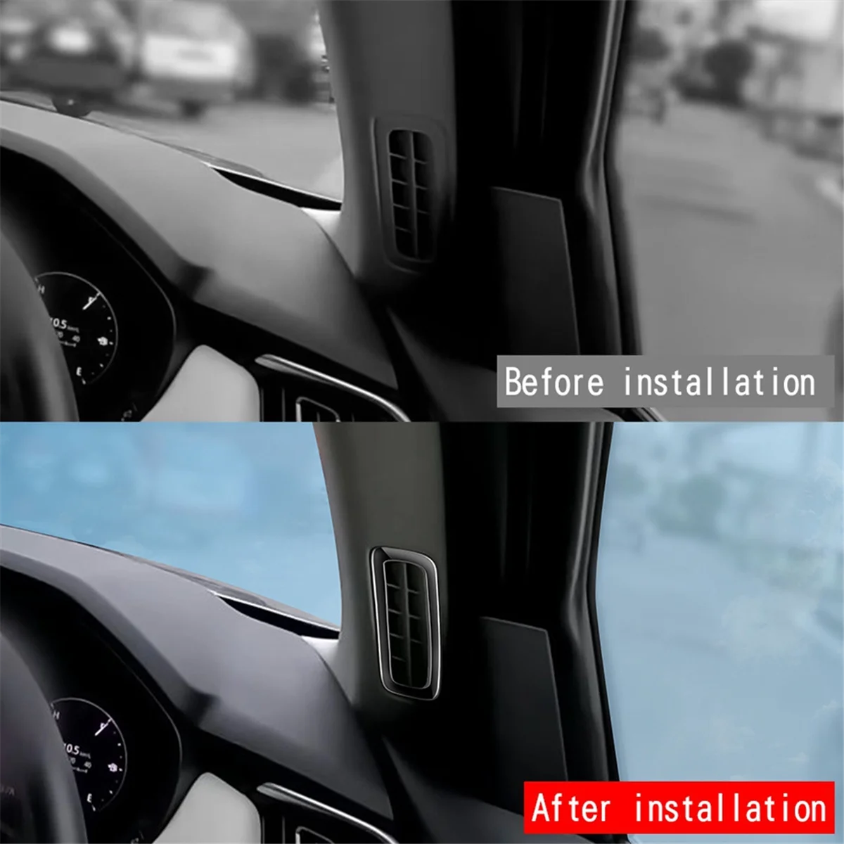 For Mazda CX-60 2022 2023 RHD Gloss Black Car a Pillar Air Conditioning Outlet Decorative Frame Sticker Accessories