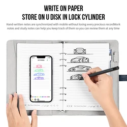 2023 New Digital Pen Passqord Lock Agenda A5 PU Leather Refillable Usb Power Bank Smart Erasable Notebook Diary Charger Notepad