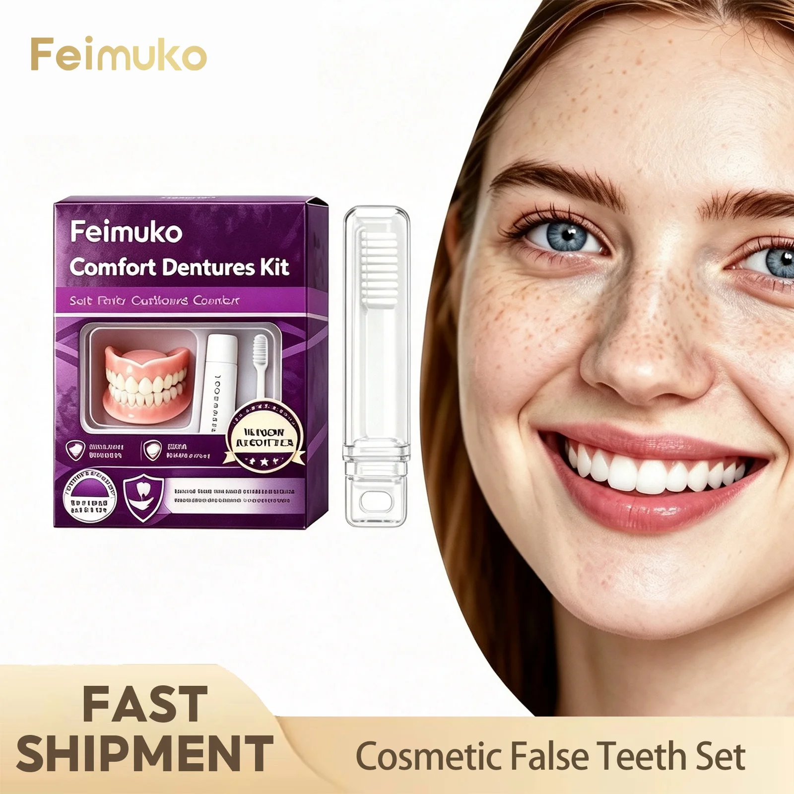 Cosmetic False Teeth Set Enhances Smile Appearance Improves Overall Look And Boost Self‑Confidence Creating Complete Dental Arch