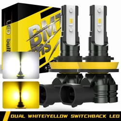 BMTxms 2 SZTUK Canbus H8 H11 Światło przeciwmgielne LED H16JP H10 9145 9005 HB3 9006 HB4 DRL Światło dzienne Biały Żółty Dwukolorowy Przełącznik LED