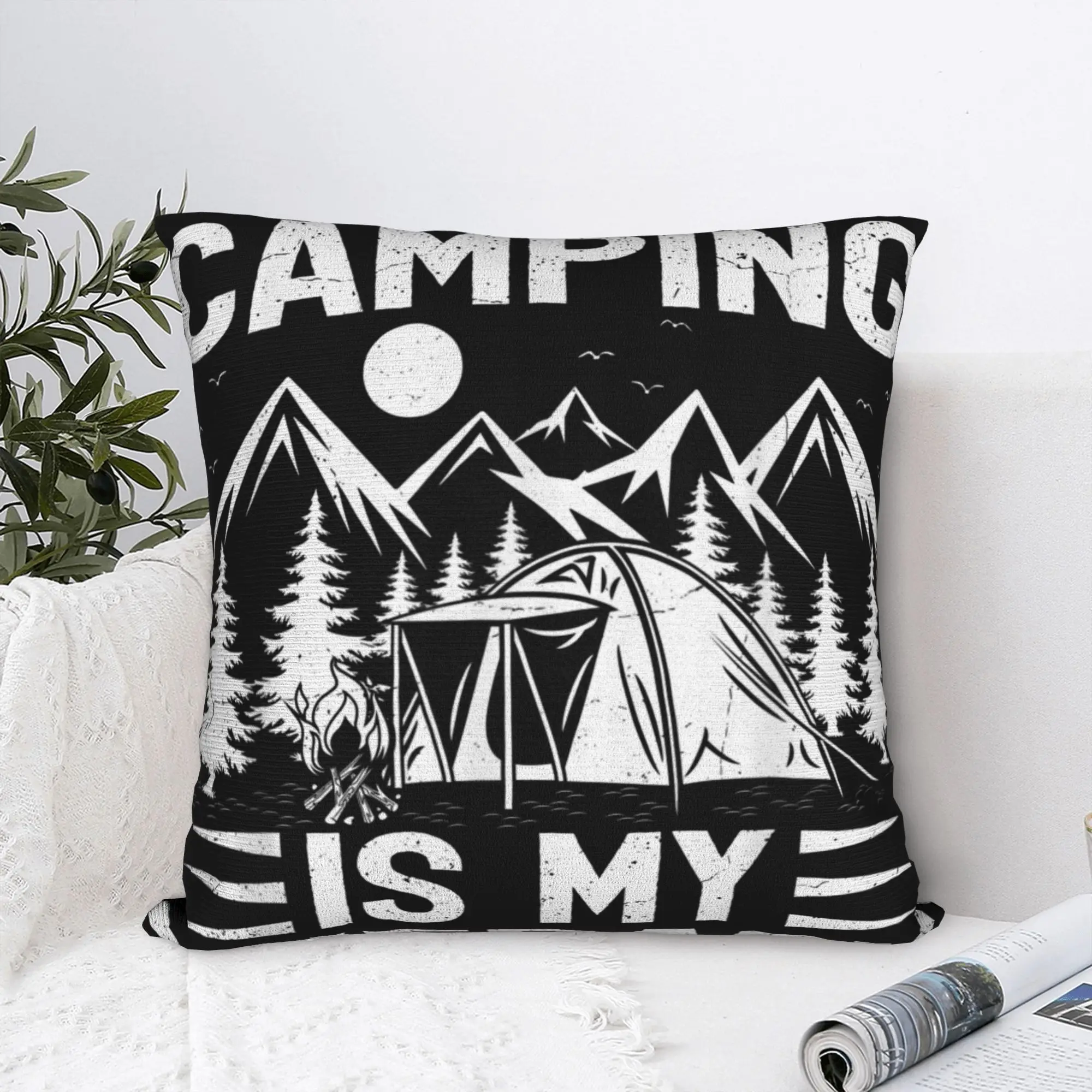 Camping is My Therapy Pillow Case  Print Pillow Cover Novelty Cushion Cover For Couch Sofa Bedroom