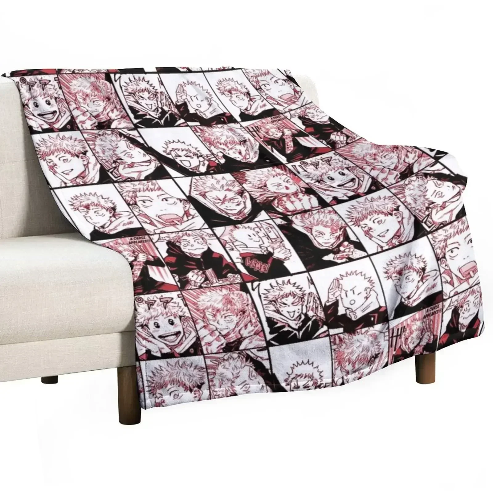 

Itadori yuji manga collage -color version Throw Blanket Cozy Microfiber Throw Blanket for Home Bedroom