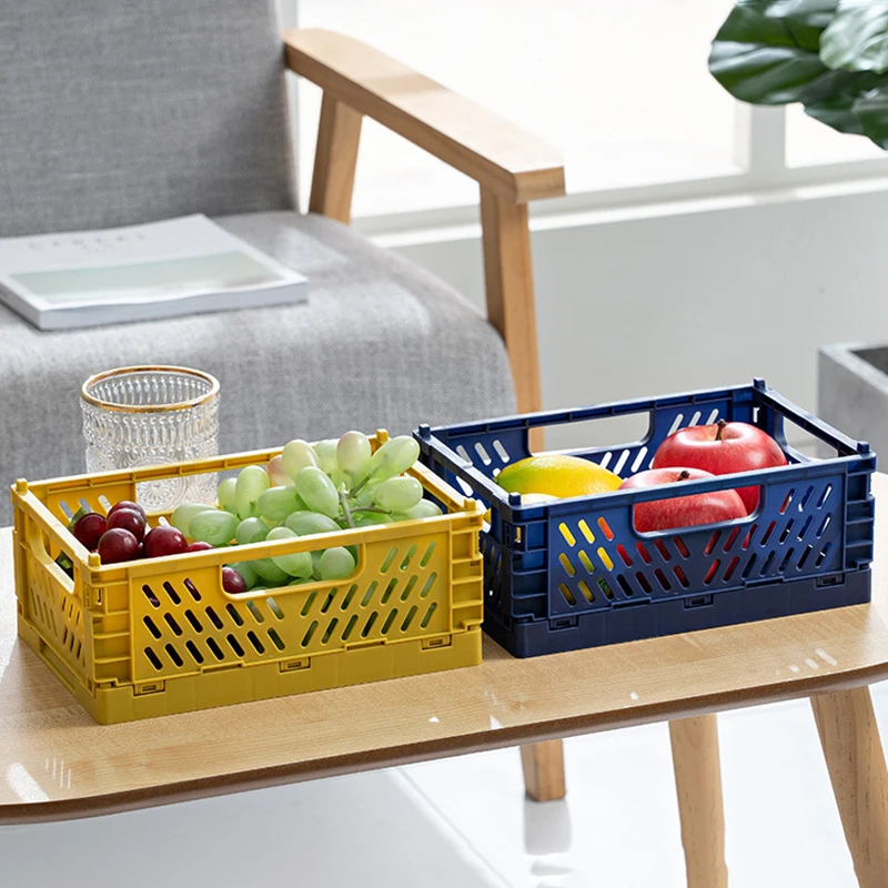 Portable Plastic Crate Large Capacity Foldable Plastic Storage Box Office Storage Space-efficient Multi-functional Sturdy Trendy