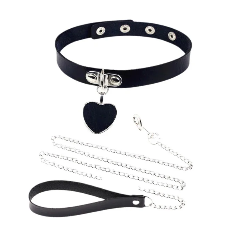 Gothic Harnas Vrouwen Kraag Ketting Choker Sexy Pu Lederen Ketting Hanger Choker Ketting Cosplay Accessoires Voor Koppels