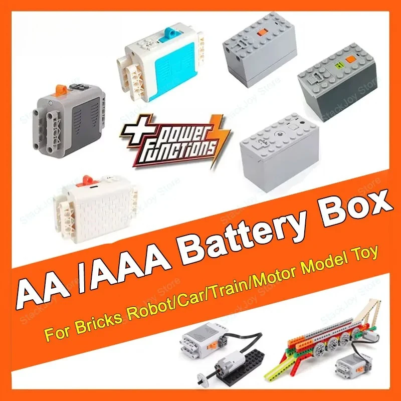 

MOC Multi-function Power Group Tool Rechargeable AA AAA Battery Box Speed Adjust Control Motor Set for Building Blocks Kids Toy