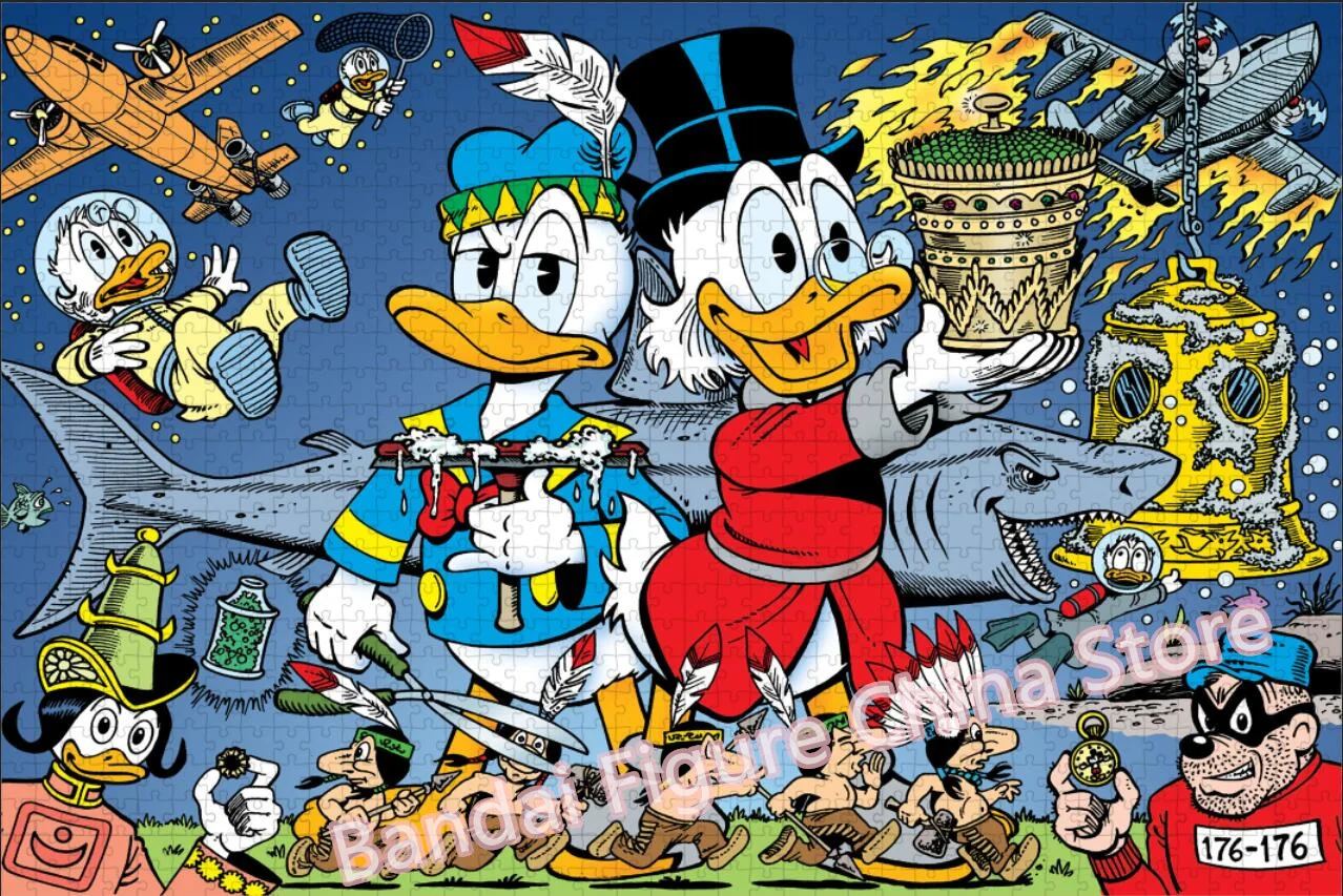 Disney Anime Movies Print 300/500/1000 Pieces Puzzles Donald Duck Family Cartoon Jigsaw Puzzle Kids Adult Game Toys Gifts