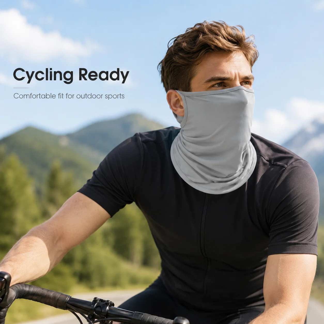 Neck Gaiter Face Cover with Ear Loops Polyester Tube Scarf for Fishing Cycling Running Hiking Hunting Outdoor Sports Daily Wear