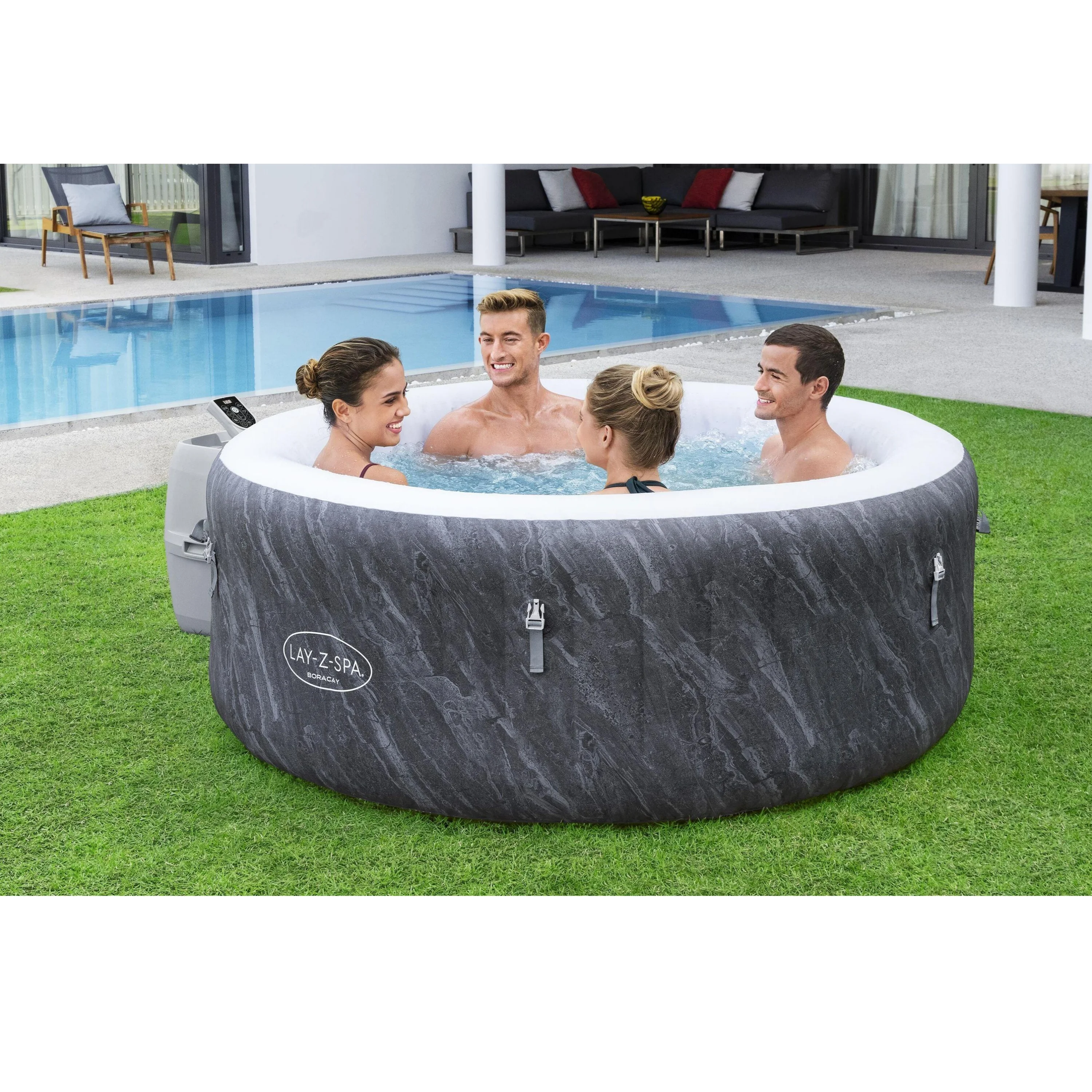

STLF 60175 Lay Z Spa Boracay Smart Signature AirJet Inflatable Hot Tub with App-Control 2-4 Person Inflatable Bath Tub