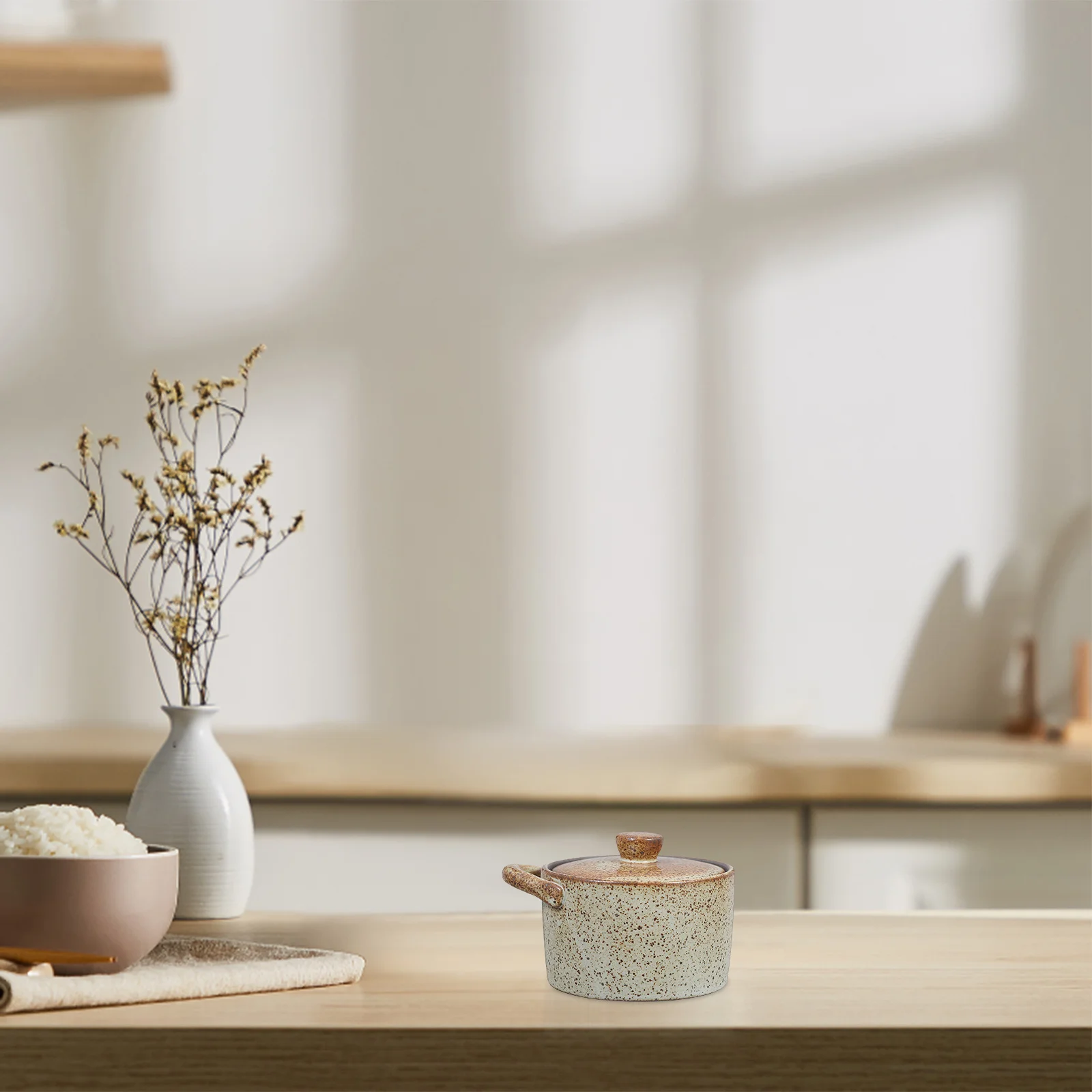 

Vintage Ceramic Stew Pot Lidded Japanese Style Cooking Bowl Home Kitchen Steam Egg Soup Boiler Traditional Elegant