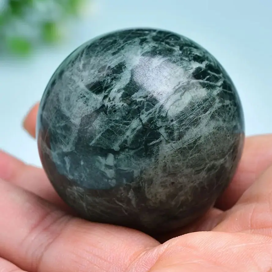 Stunning Green Natural Jade Medicine King Stone Crystal Ball Purification stone Perfect for Home Decor & Unique Holiday Gift
