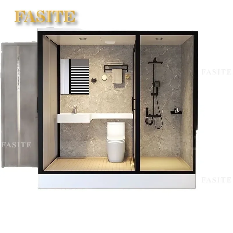 for Indoor Wet and Dry Separation Glass Partition Integrated Thermal Insulation Mobile Shower Room Bathroom Toilet