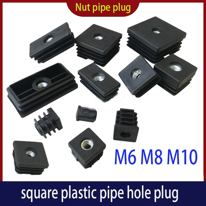 2/5/10PCS M6 M8 M10 Square Black Plastic Nut Plug Home Foot Pad Balance Adjustable Wheel Sleeve Plug Decorative Dust Cover