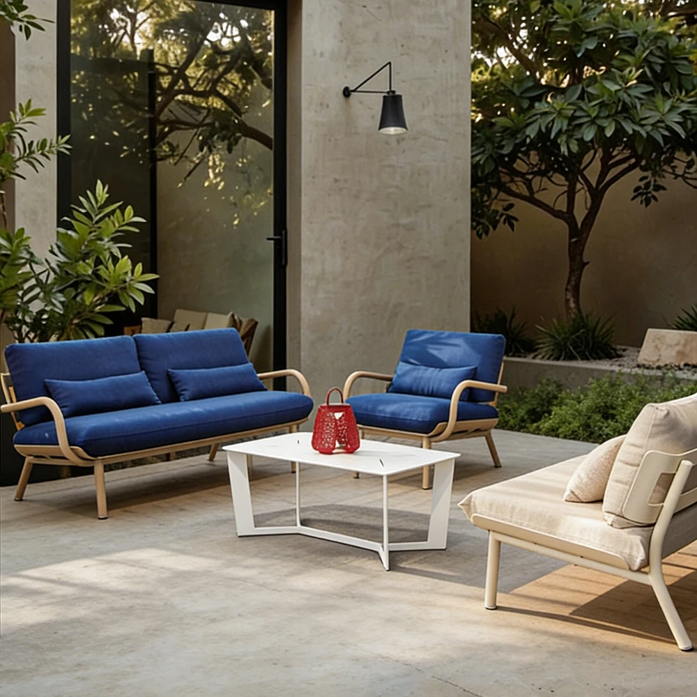 

ft-Patio Garden Furniture Outdoor Sofa Hotel Resorts Restaurant Aluminum Furniture Patio Villa Waterproof Leisure Garden Sofa#