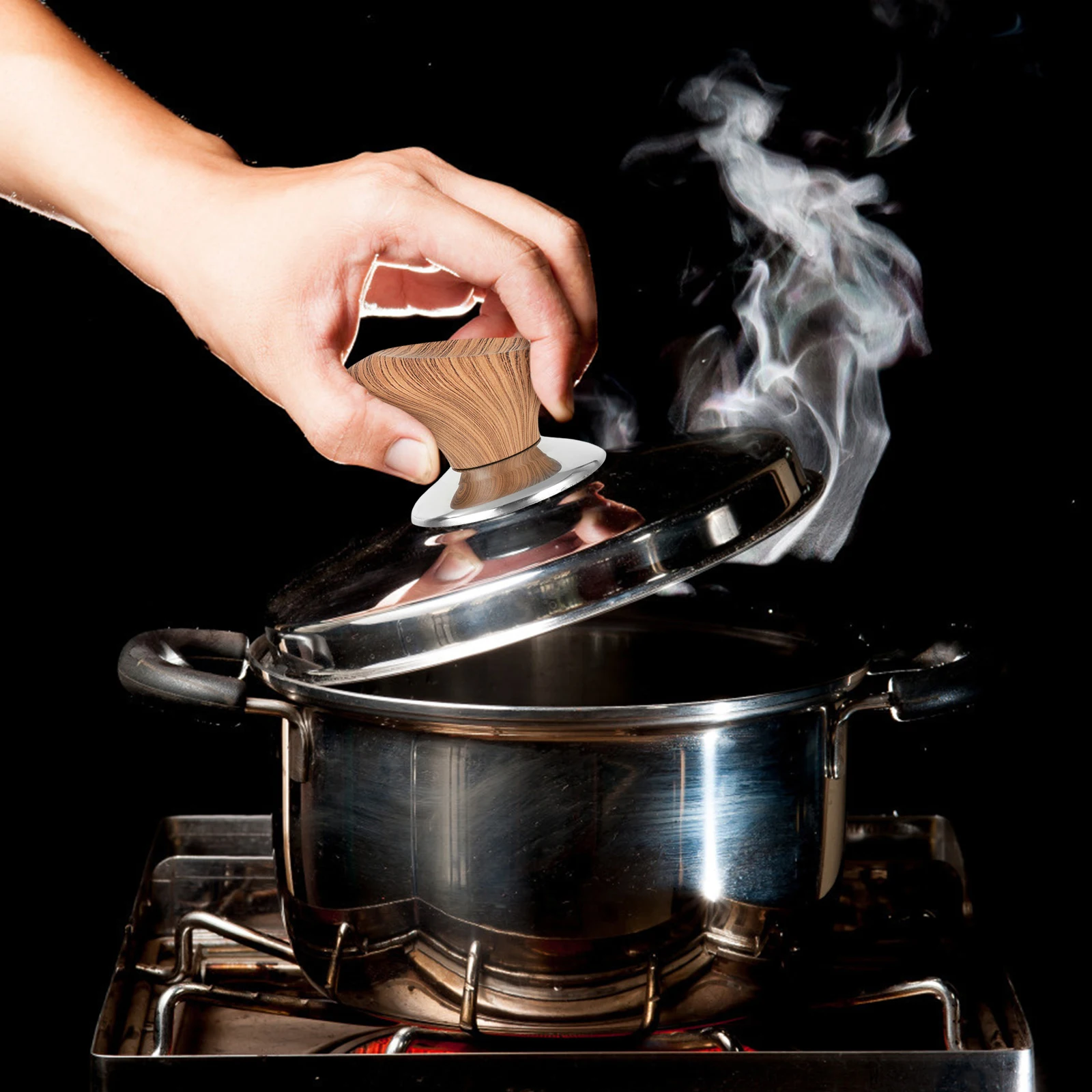 

2pcs Pot Knob Wood Handle For Pots Pans Universal Lid Grip Heat Resistant Cookware Replacement Knobs Pan Lid Knob Handle