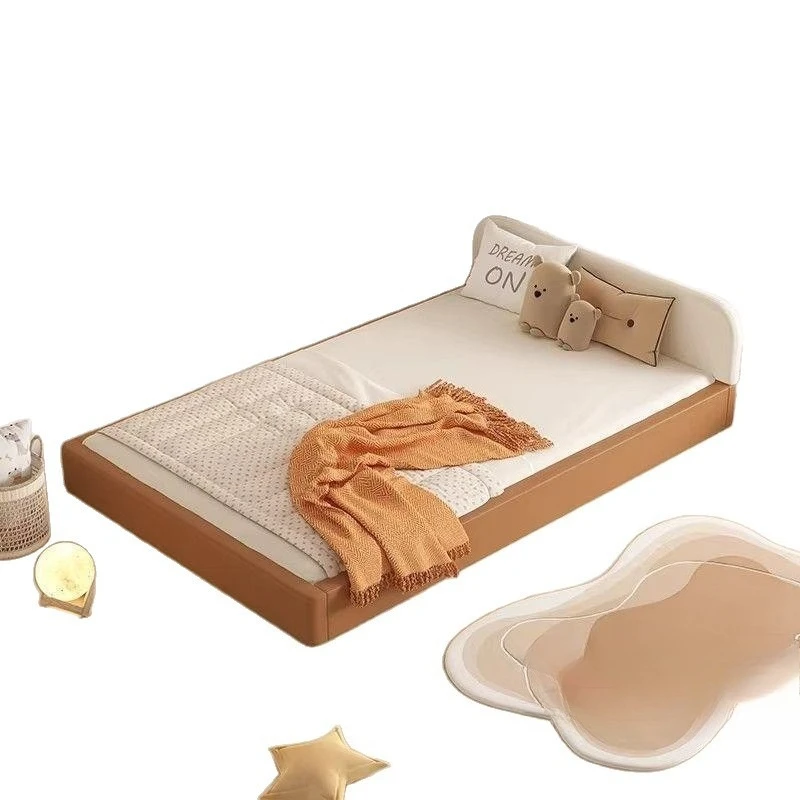 Bed with guardrail floor bed household solid wood bedroom small apartment new splicing floor bed