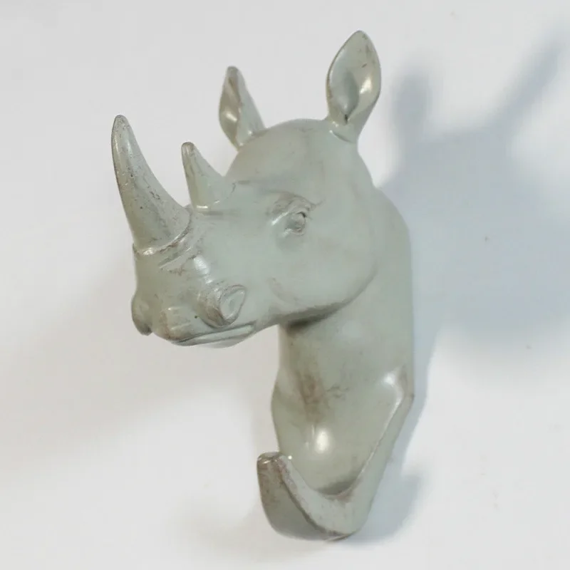 [MGT] Nordic rhino head resin wall hanging decoration hook wall clothes ornament home decoration pendant