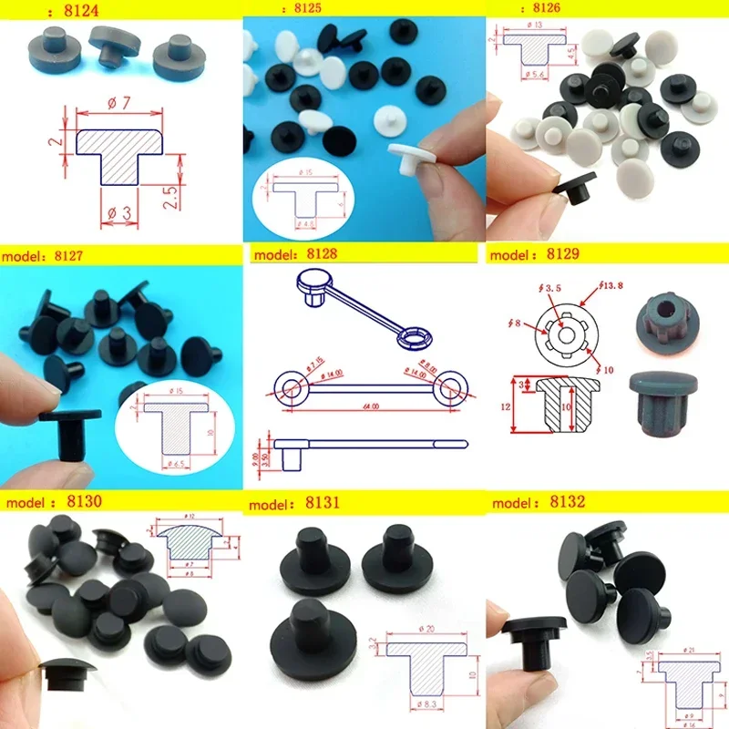 2pcs T-Type Male Snap-in Silicone Sealing Plug Anti-Fall Dustproof Screw Hole Cover Soft Rubber Stopper Blanking End Cap