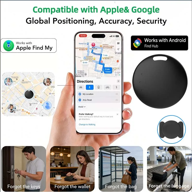 Dual System Tracker for iOS or Android Mini GPS with Strong Magnetic Suction Silicone Shell Anti-loss for Motorcycles & Car