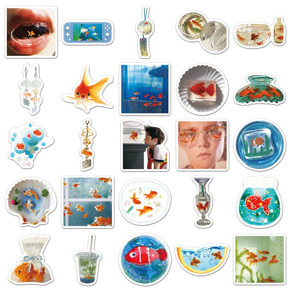 10/30/50pcs Kawaii Goldfish Cartoon Adesivi INS Stile Creativo Graffiti Decalcomanie Decorazione Valigia Telefono Notebook Confezione di adesivi