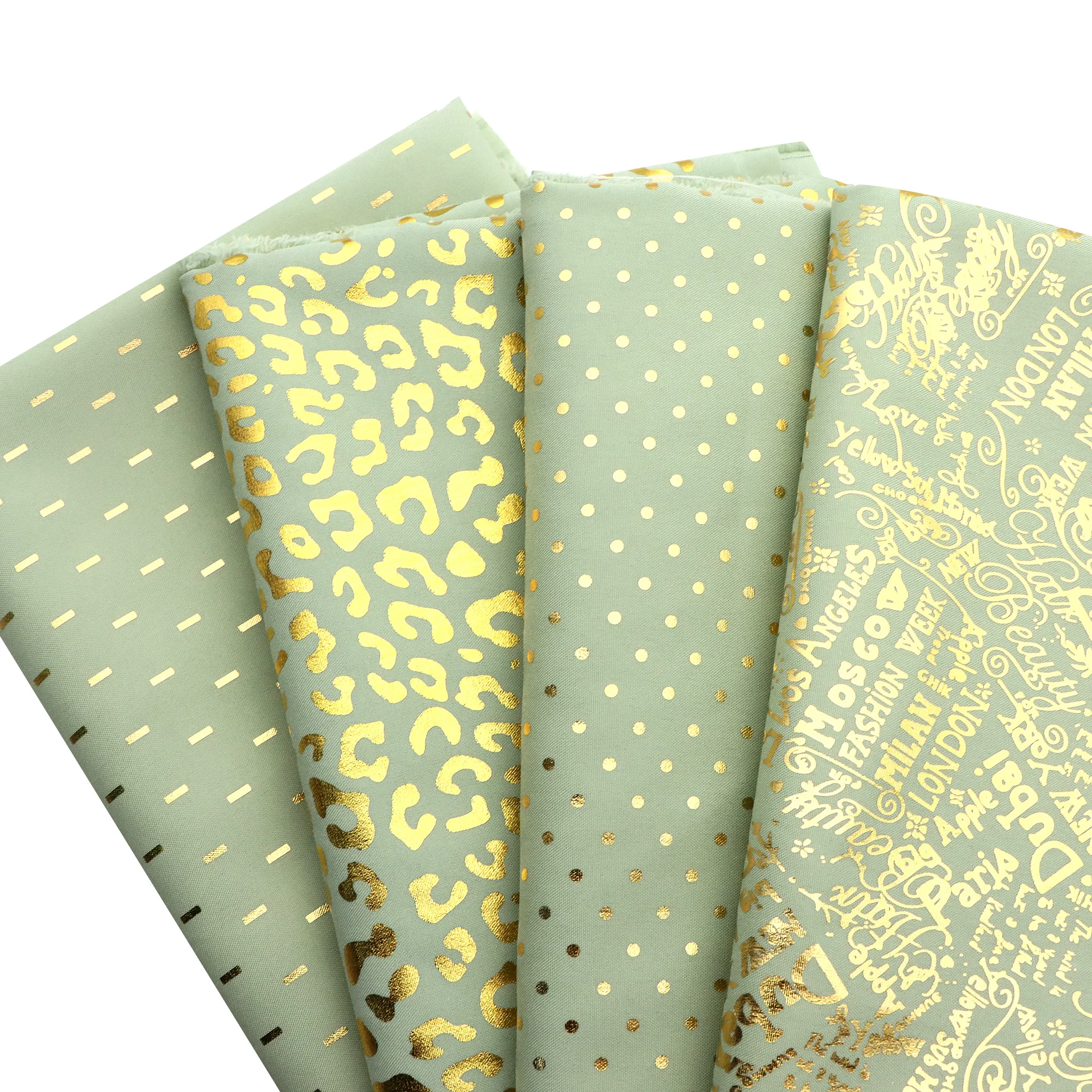 Precut 50x145cm Golden Hot Stamping Green Leopard Fabric DIY Crafts Material Quilting Pillow Making Gift Home Decor DIY Wallet