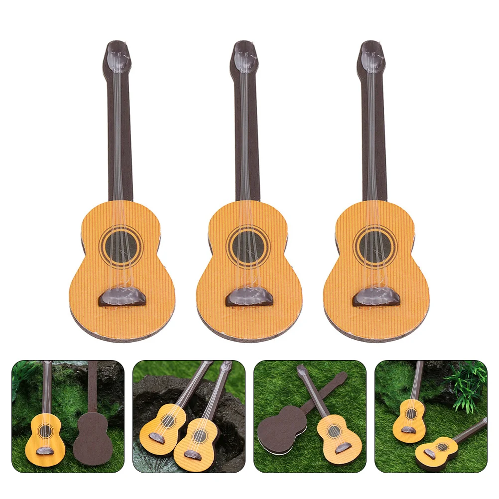 3 uds Mini juguete accesorios de guitarra modelo de instrumento figuras en miniatura juguetes de desarrollo