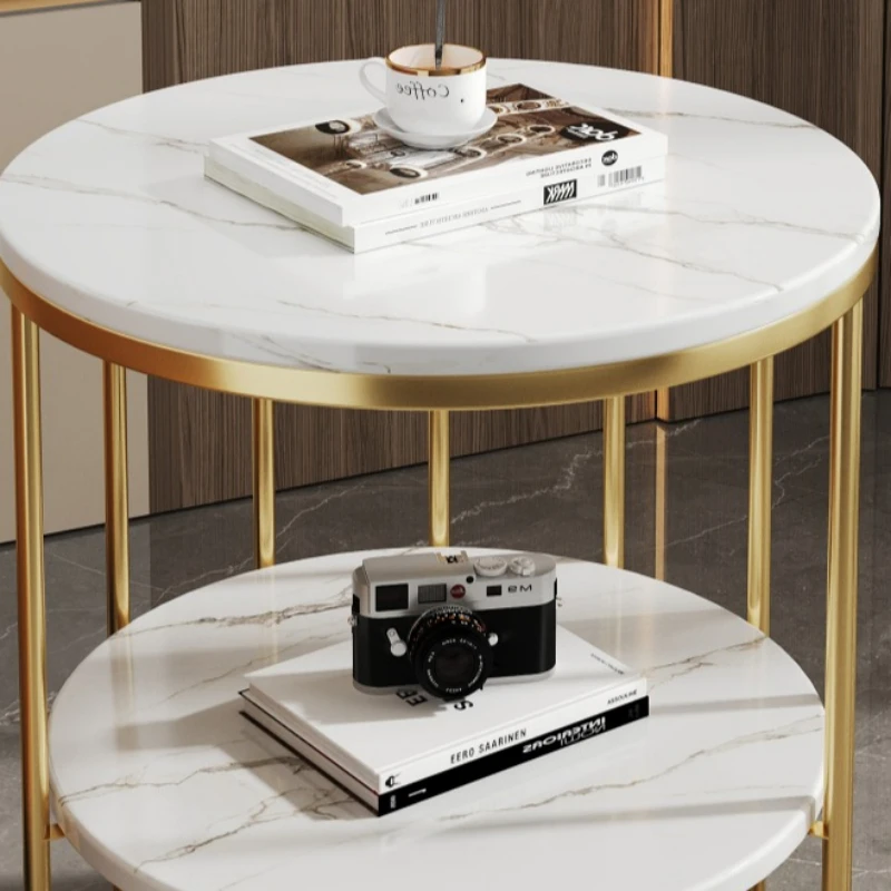 寝室用小型ベッドサイドテーブル 家庭用丸型北欧風高級家具 ポータブルコーヒーテーブル モダンなコーヒーテーブル