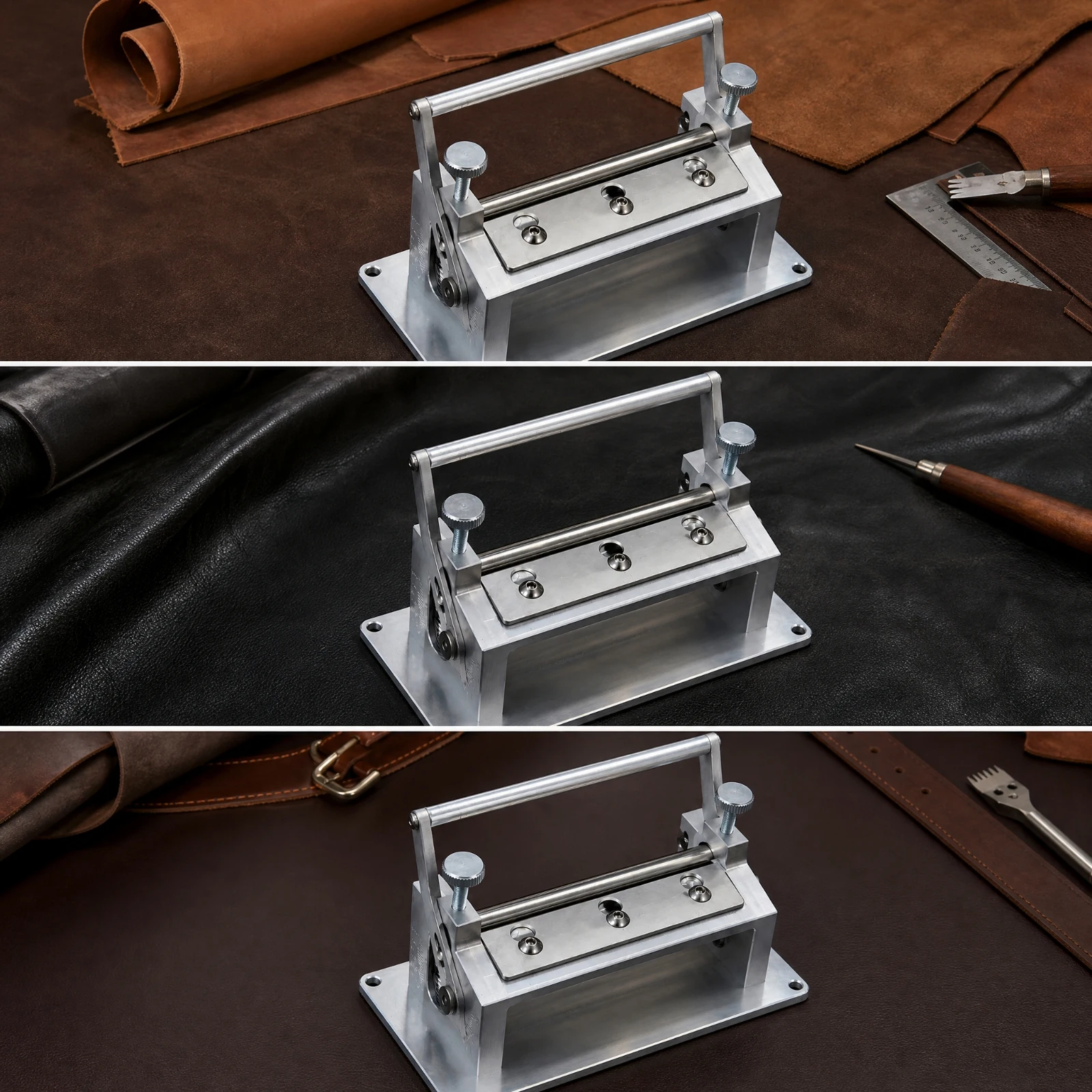 Leather Splitter Compact Leather Skiving Machine with Adjustable Thickness Strap Cutting Thinning Tool Portable Rust-Proof
