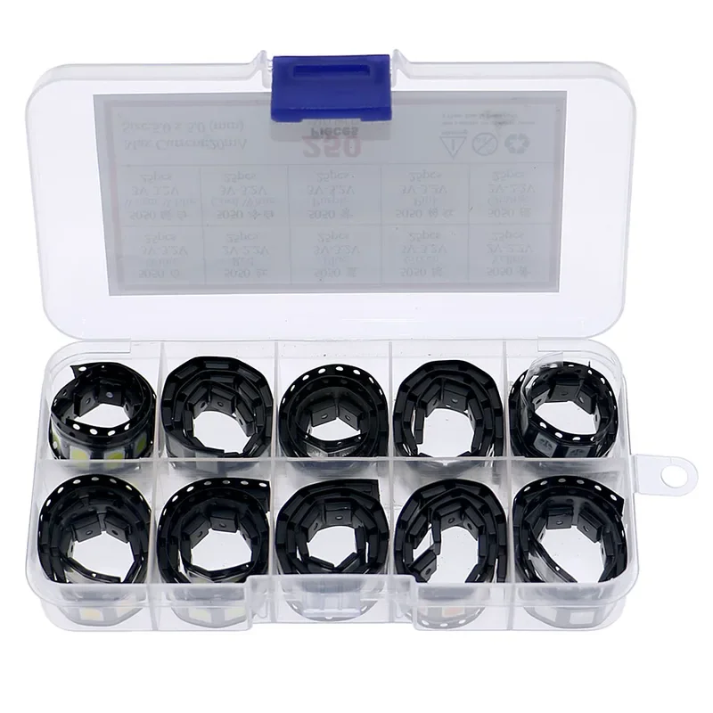 250pcs 10Value 5050/2020 SMD LED Diode Assortment Kit Warm Cool White Red Green Blue Yellow Orange Pink Light Beads