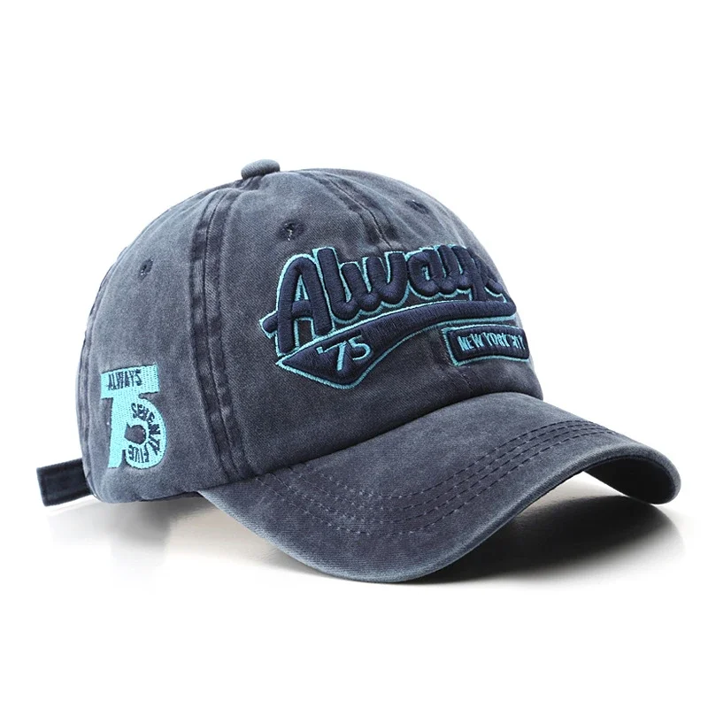 Washed Cotton Baseball Cap Snapback Caps Retro Letter Bone Hats for Men Women Gorras Hombre Dad Casual Casquette