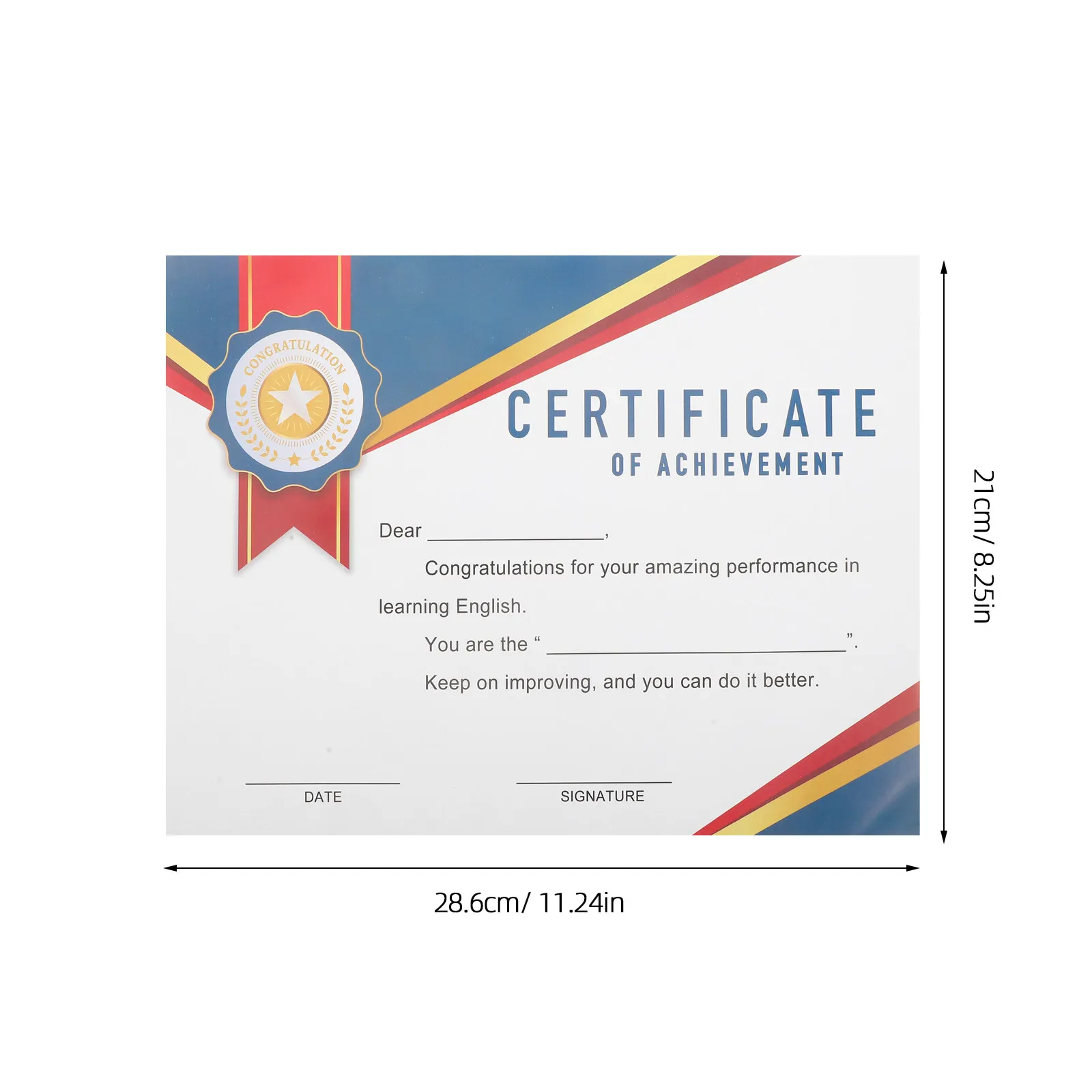 10 Sheets Small Colorful Certificates for Students Thick Award Certificates English Printing Certificate of Completion School