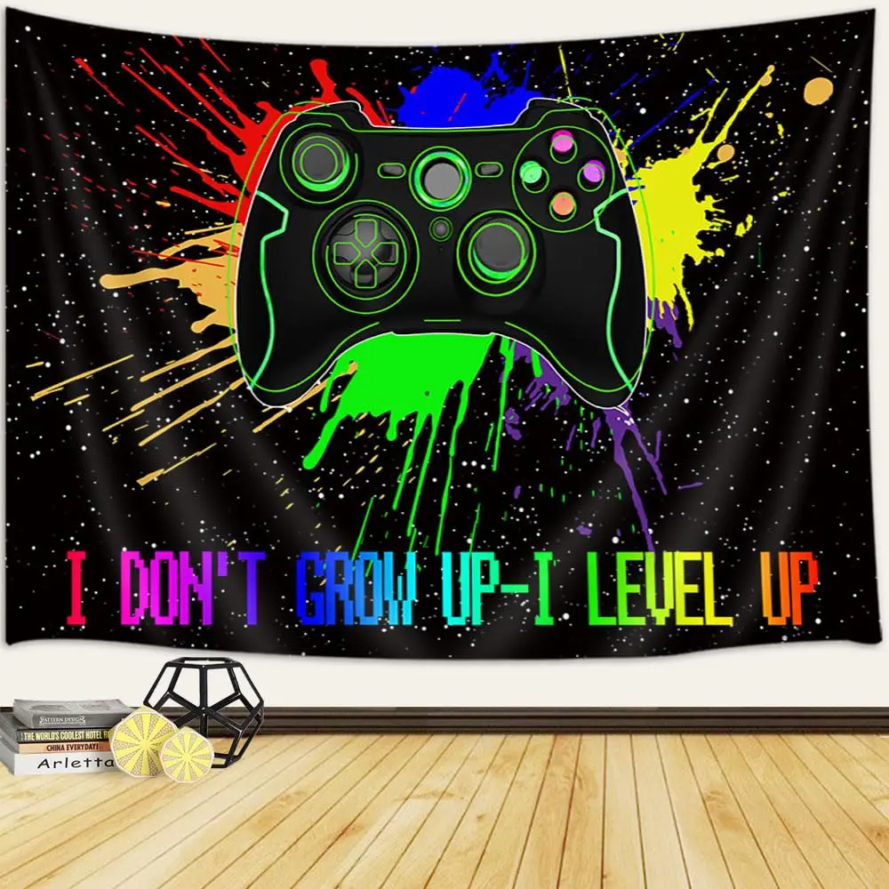 Gamer Tapestry Wall Hanging, Gaming Tapestry Posters Gamepad Video Games Joysticks Tapestries for Teen Boys Dorm Bedroom Decor