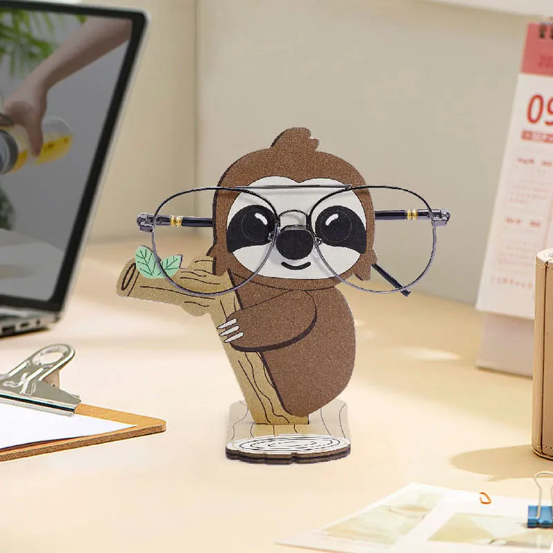 Cute Sloth Wood Carvings Sunglass Display Rack Cartoon Animal Glasses Holder Shelf Eyeglasses Show Stand Ewelry Wooden Holder