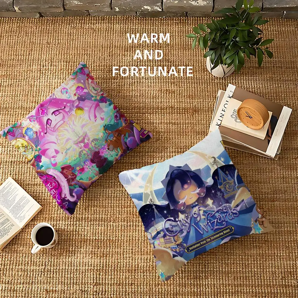 Game C-Cookie run K-ingdom Pillow Covers Cartoon Sofa Decorative Home Double-sided Printing Short Plush Cute Cushion Cover