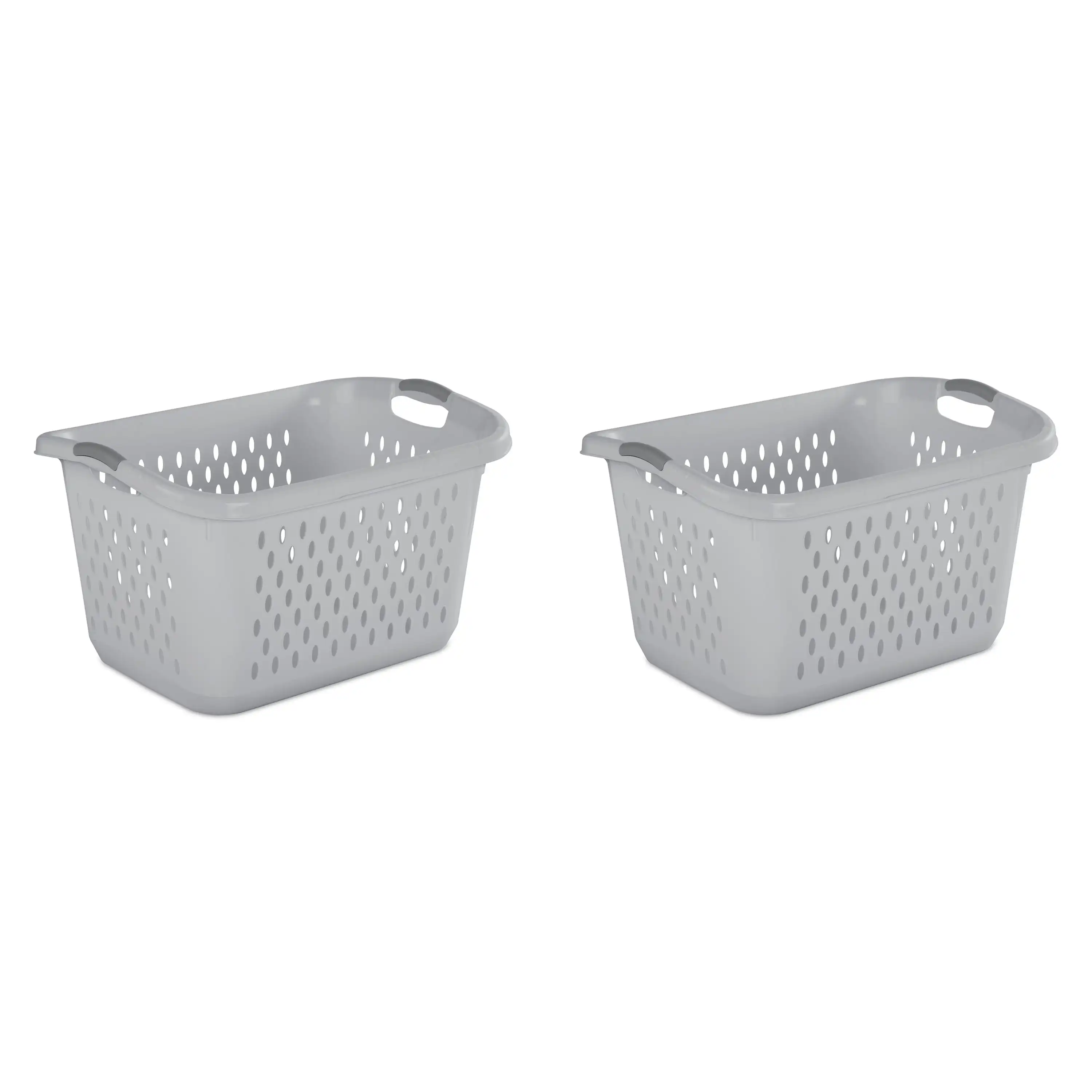 2.7 Bushel Jumbo Plastic Laundry Baskets, Soft Silver, 2 Pack