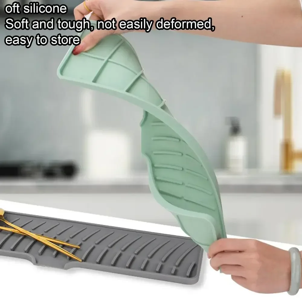 Silicone Tableware Cushion Anti Slip Sink Tray Kitchenware Protection Mat Dish Drying Cushion Pad Storage Sink Drain Mat Kitchen