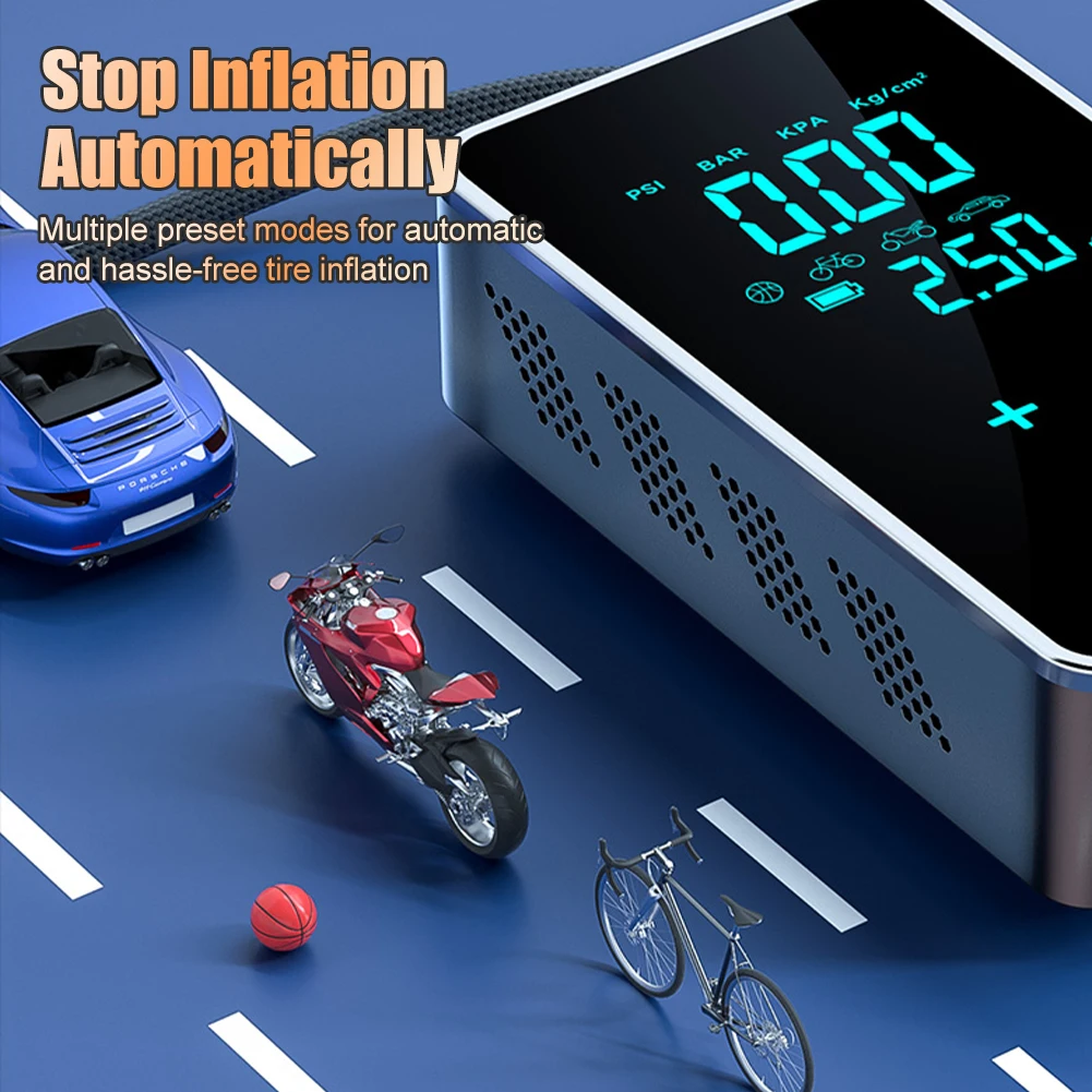 

45W Car mounted wireless inflation pump, inflation pump, tire inflator, universal electric inflation cylinderLCD display