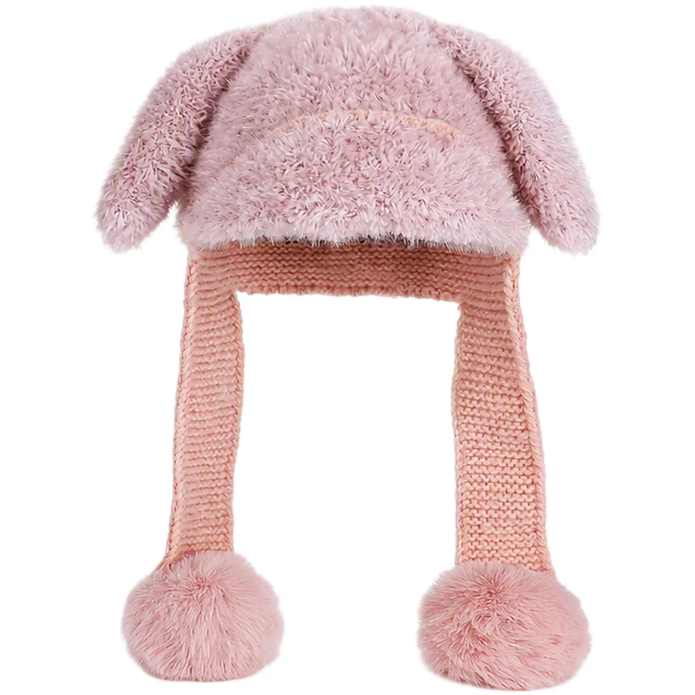 For Women\'s Knitted Bunny Ear Hat Fuzzy Thermal For beanie for Freezing Temperatures 55-60cm Head Circumference