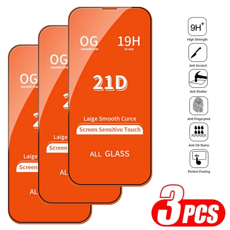 21D Tempered Glass for iPhone 13 11 14 Pro Max 12 Mini 8 7 Plus Screen Protector for IPhone 13 PRO XS MAX X XR Full Cover Glass