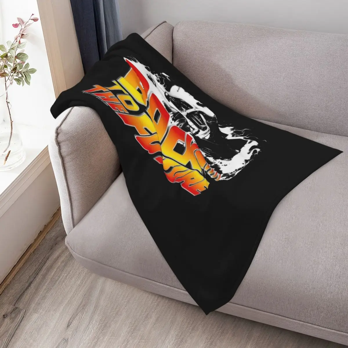 العودة إلى المستقبل - ديلوريان الأبيض الاستنسل مروحة الفن رمي بطانية البطانيات ورمي أنيمي لطيف كيس النوم البطانيات