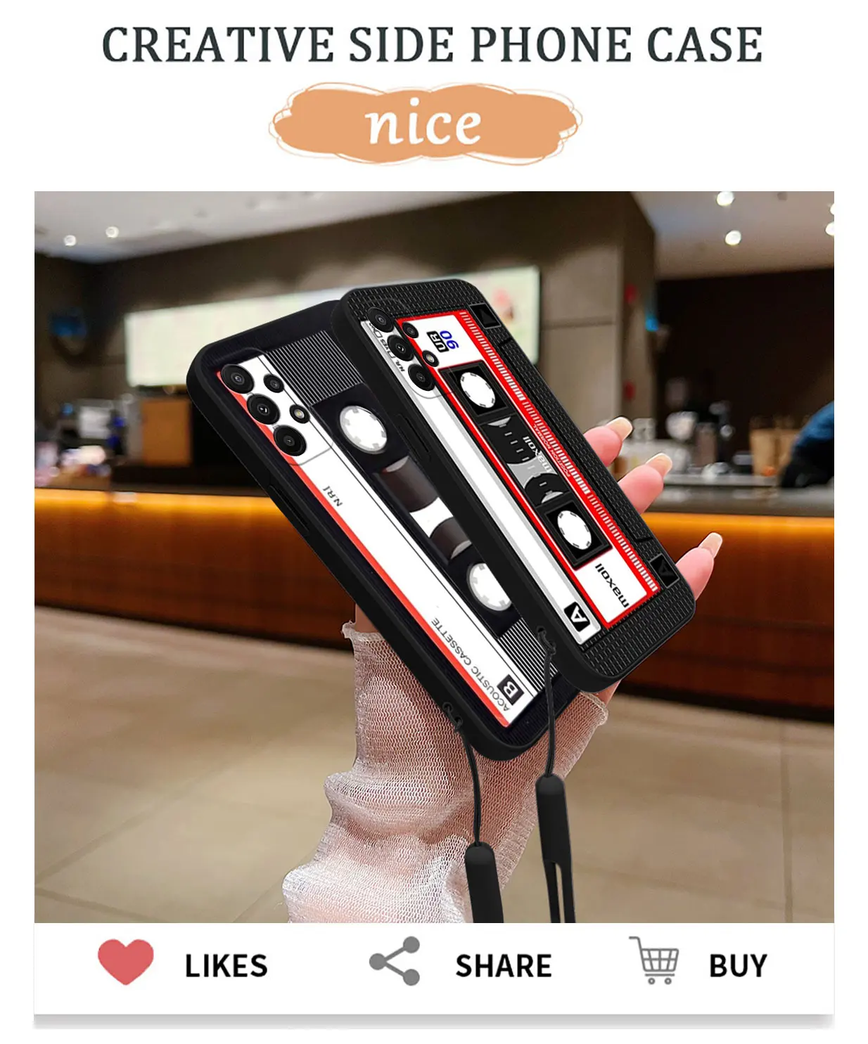 Retro Tape Radio Player Case For Samsung Galaxy S24 S23 S22 S21 S20 S10 Note 20 Lite Ultra Plus FE 4G 5G Cover With Hand Strap