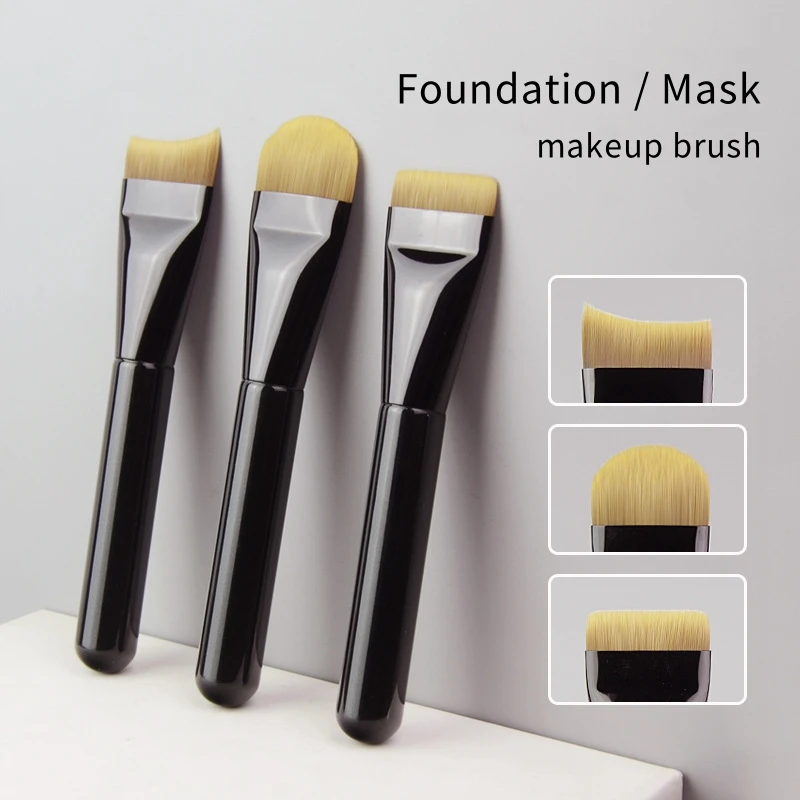 Foundation Makeup Brushes Ultra-Fine Hypoallergenic Nylon Bristle Top Flat Arc Foundation Brush Perfect for Face Contouring