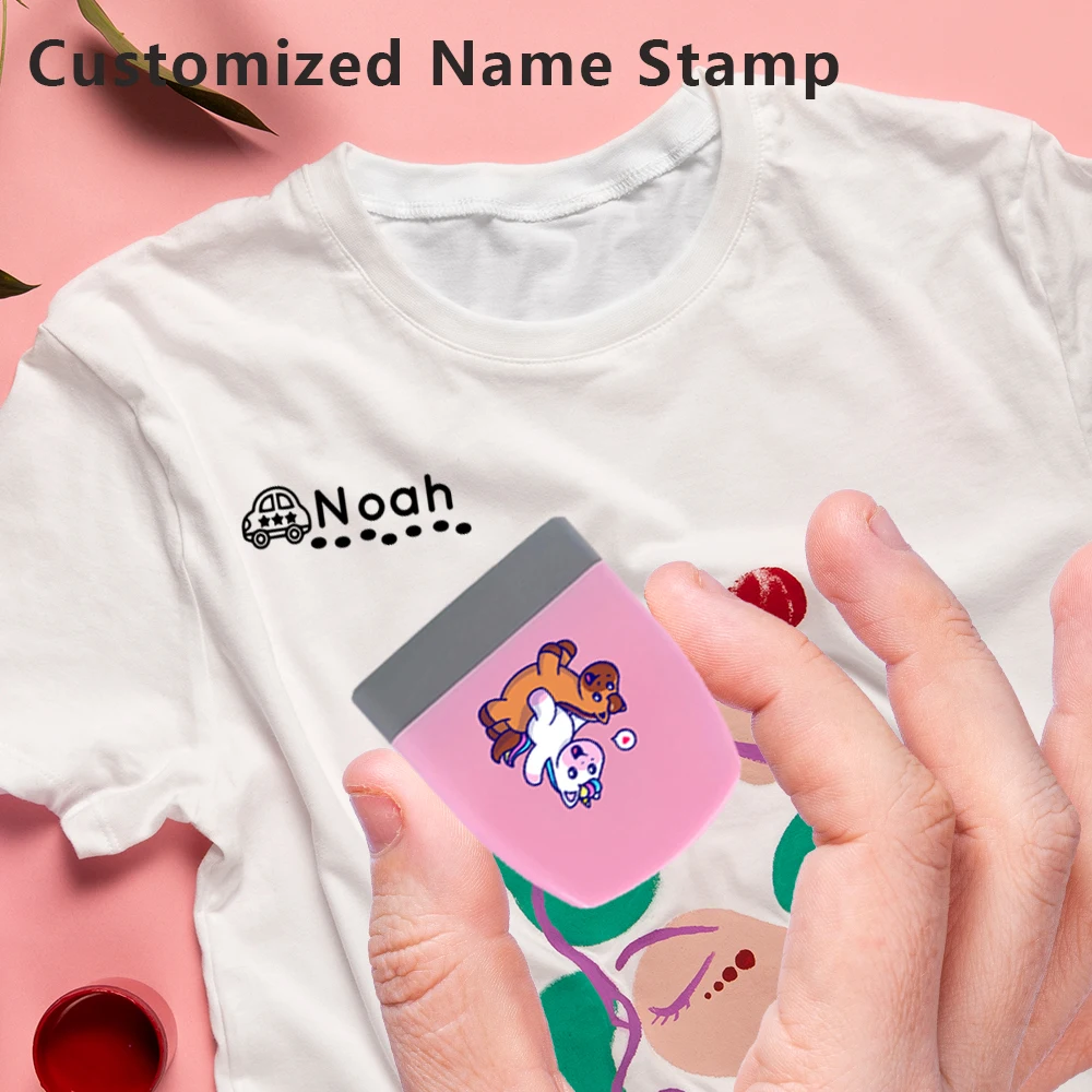 1PC Cool Self-inking Customizable Name Seal The Crystal Sticker Pattern is Unicorns and Horses