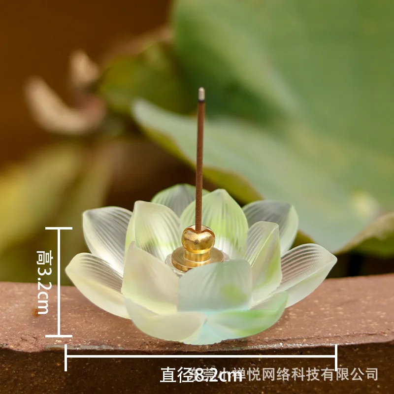 Traditional Hand-fired Real Glass Lotus Holder Zen Retro Incense Supplies Room Decoration Tea Pet Ornament Gift Box