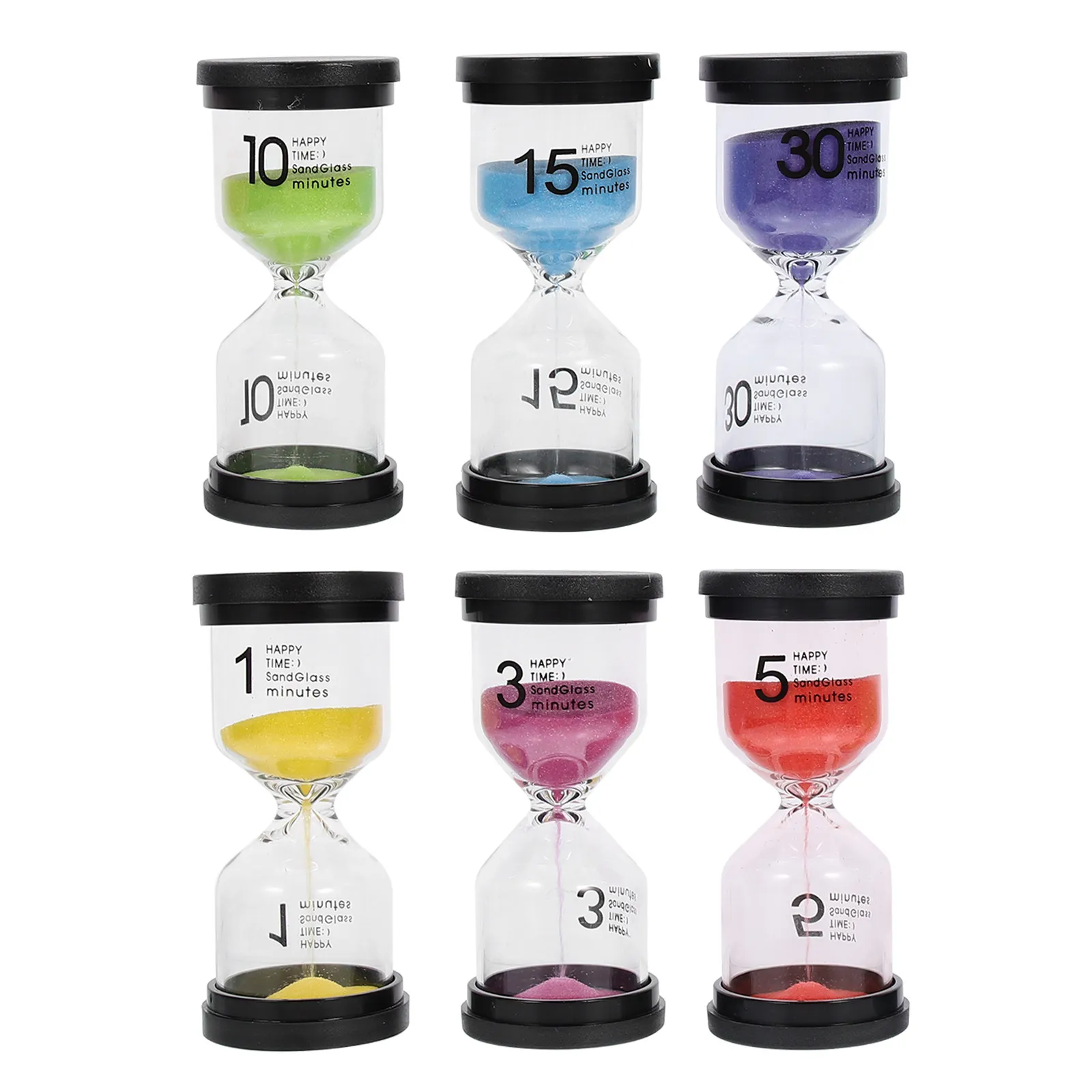 6Pcs Hourglass Sand Timer Creative Decorative Kids Toothbrush Timer Desktop Hourglass Ornament Time Management Tool