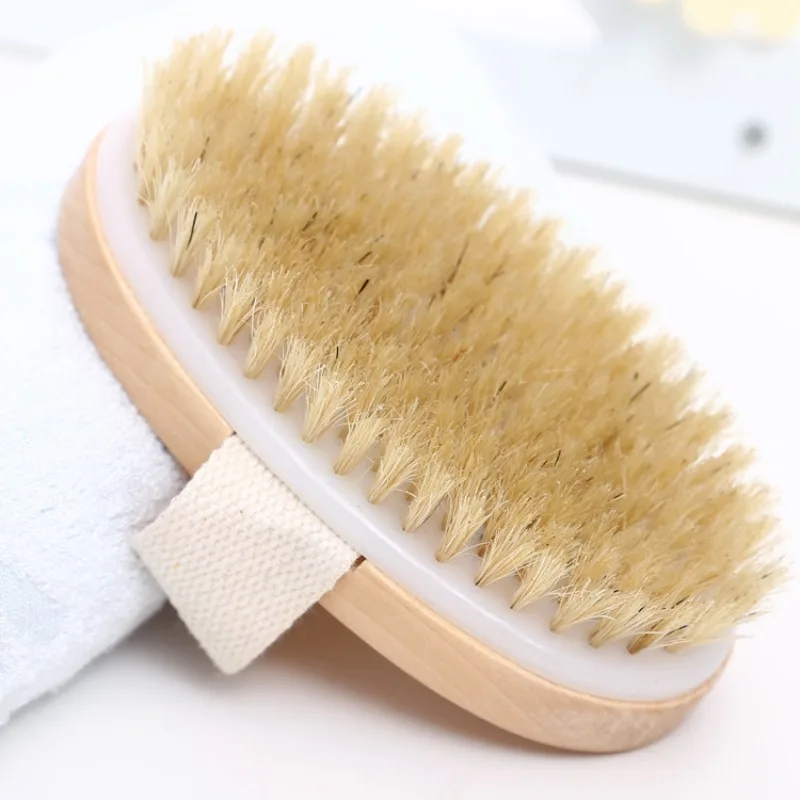

Horsehair Bath Brush – Round Head Gentle Body Scrub Brush for Shower & Bath