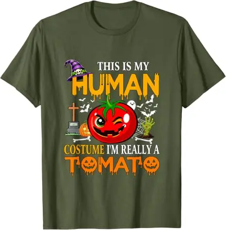 Lustiges Scherz-Kostüm „Ich bin wirklich eine Tomate“ Halloween-Lebensmittel-T-Shirt Y2k Witz Sarkastisches Persönlichkeits-Sprüch-T-Shirt Weiches Baumwoll-Outfit – Detail 16