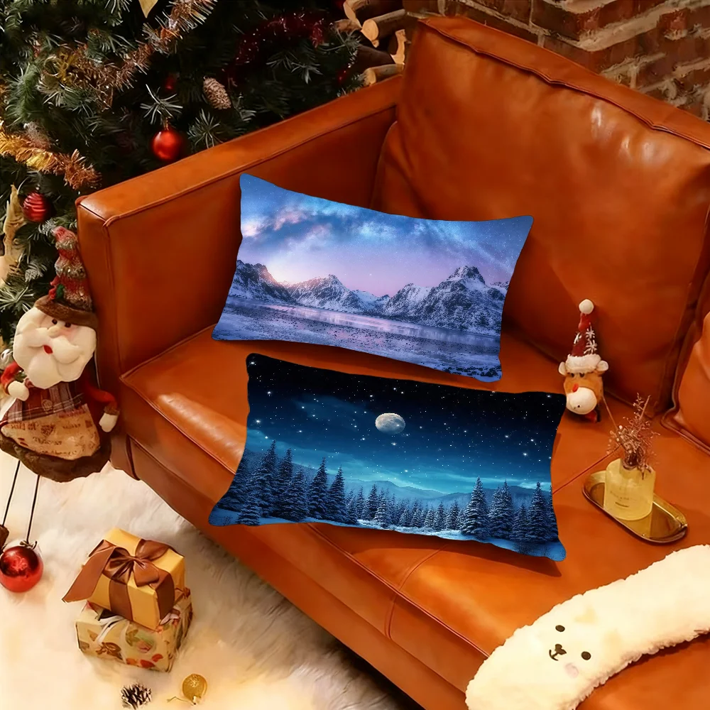 N-Night Glittery Stars Sky Clouds Moon cushion cover Rectangle Pillow Case Printing Bedside Sofa Room Home Decoration Pillowcase