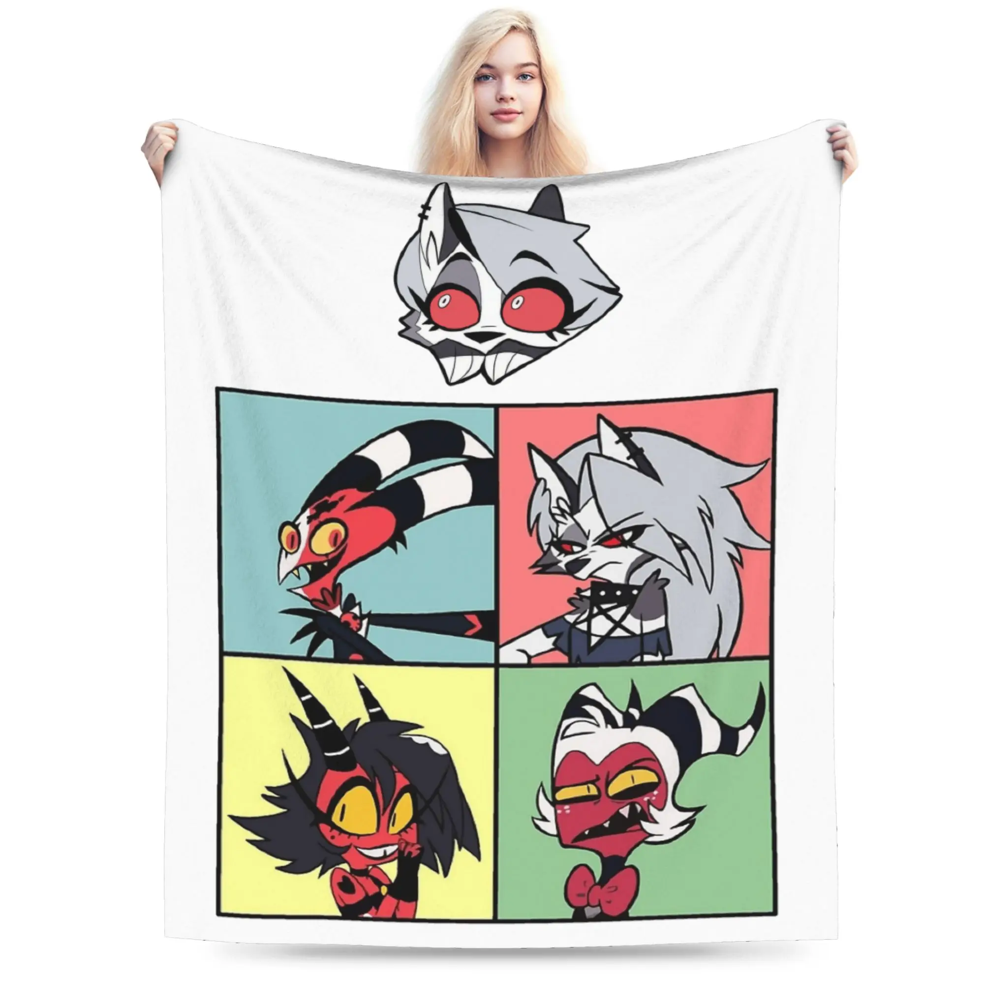 Cartoon Helluva-Boss Blankets Fleece Printed  Portable Soft Throw Blanket for Sofa Travel Plush Thin Quilt