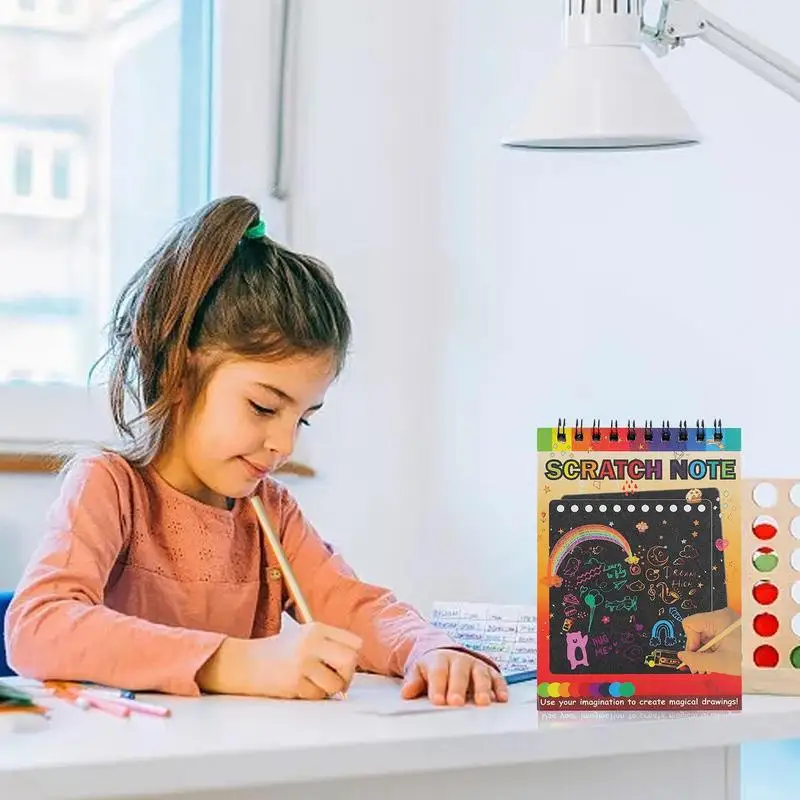 Rainbow Scratch Mini Art Notes 10Pcs Decorate Cartoon Child Paper DIY Graffiti Tool Rainbow Scratch Toy For Children